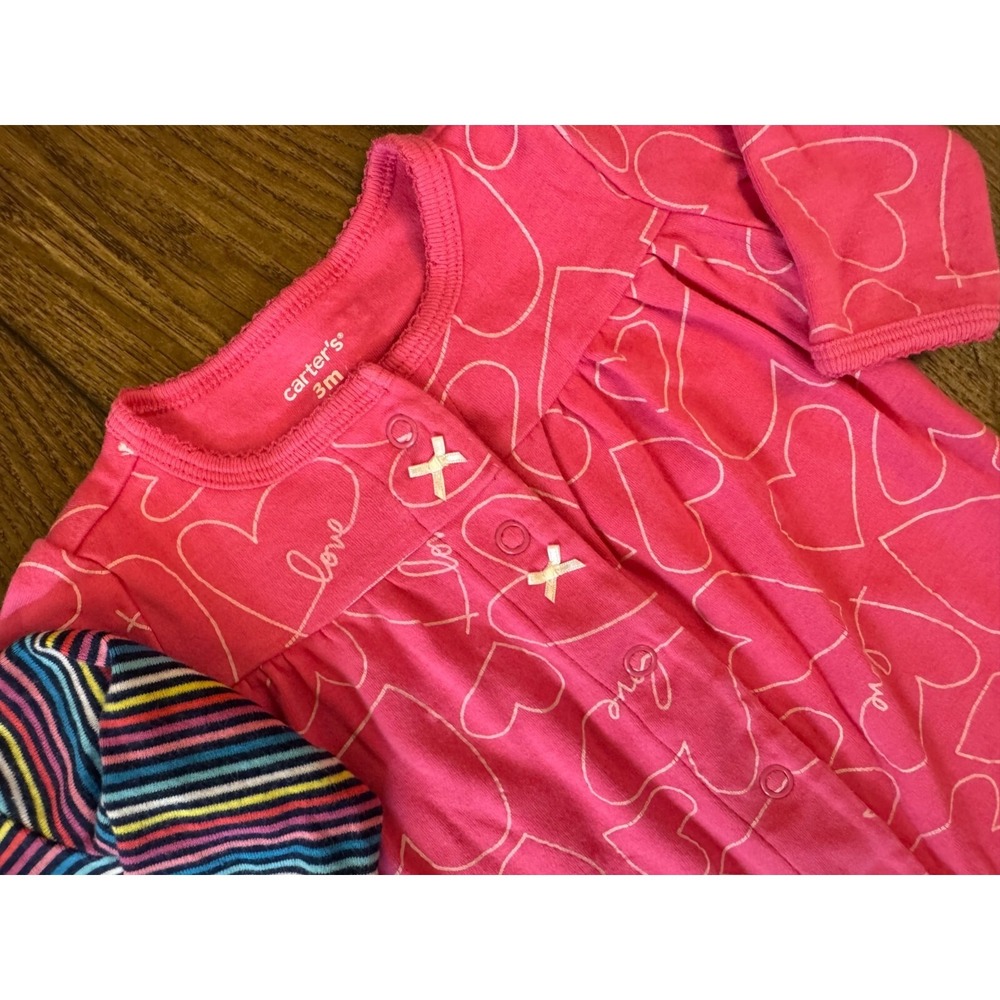 Carters Sleepers Girl 3 Months Lot Rompers Outfits Sleep N Plays Bundle Fruit - Picture 10 of 11